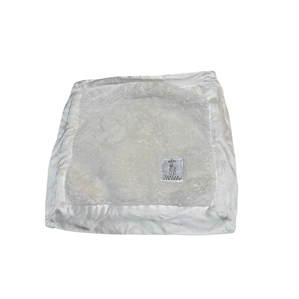 Little Giraffe Luxe Faux Fur Baby Blanket White Satin Trim 16x16 Lovey